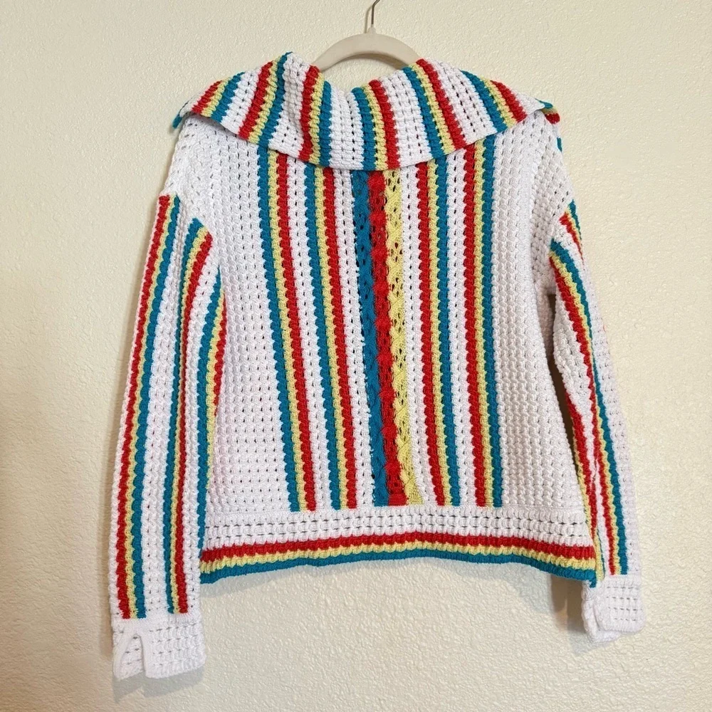 Solid & Striped The Lola Pullover Crochet Long Sleeved Split Cuffs - Picture 12 of 14
